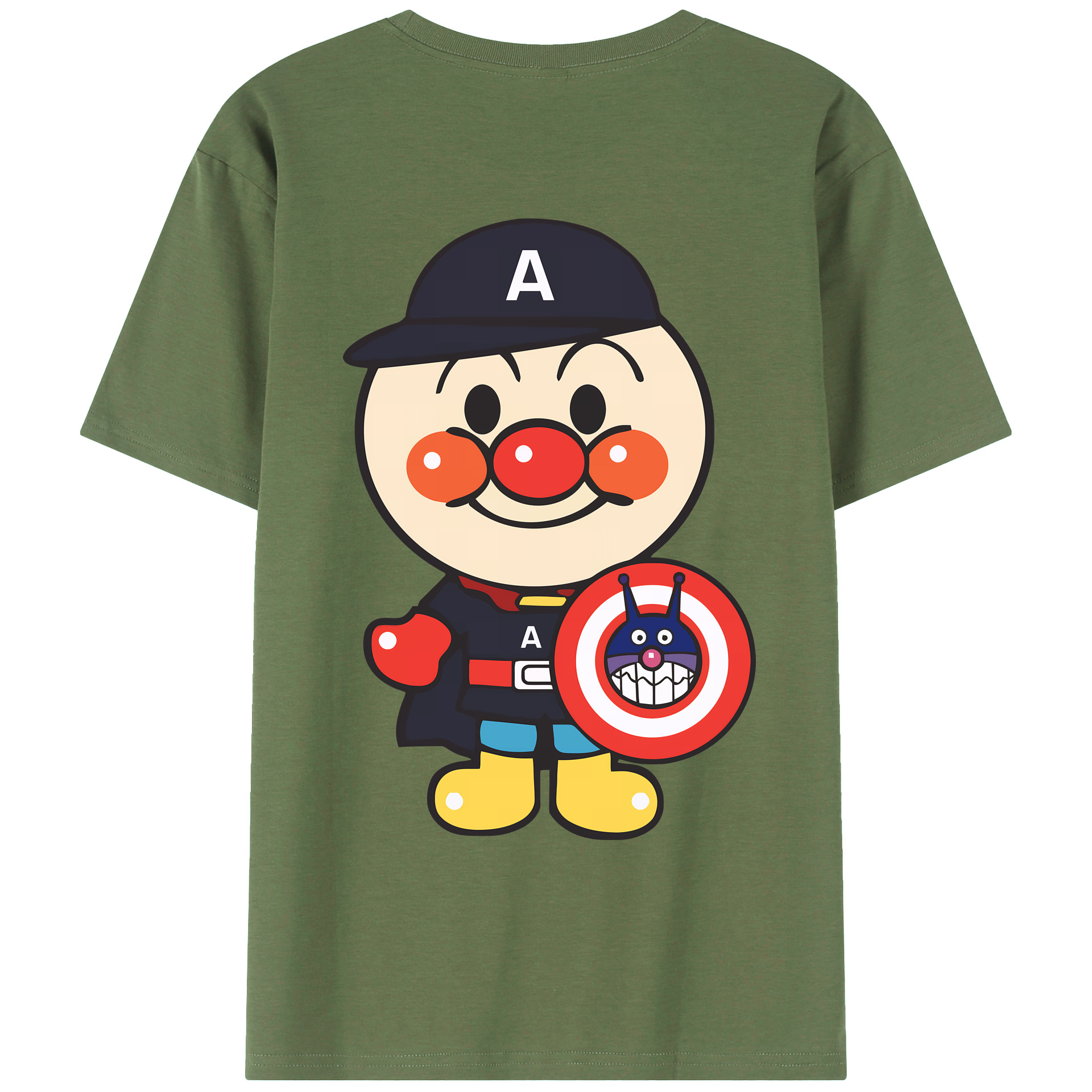 （画像用） アンパンマン Anpanman 綿100％ メンズ半袖Tシャツ（バックプリント） 通気性